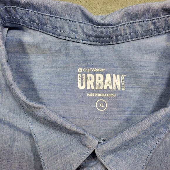 Chef Works Urban Collection Long Sleeve Button Up Chef Shirt Blue Men Sz XL - Picture 3 of 12